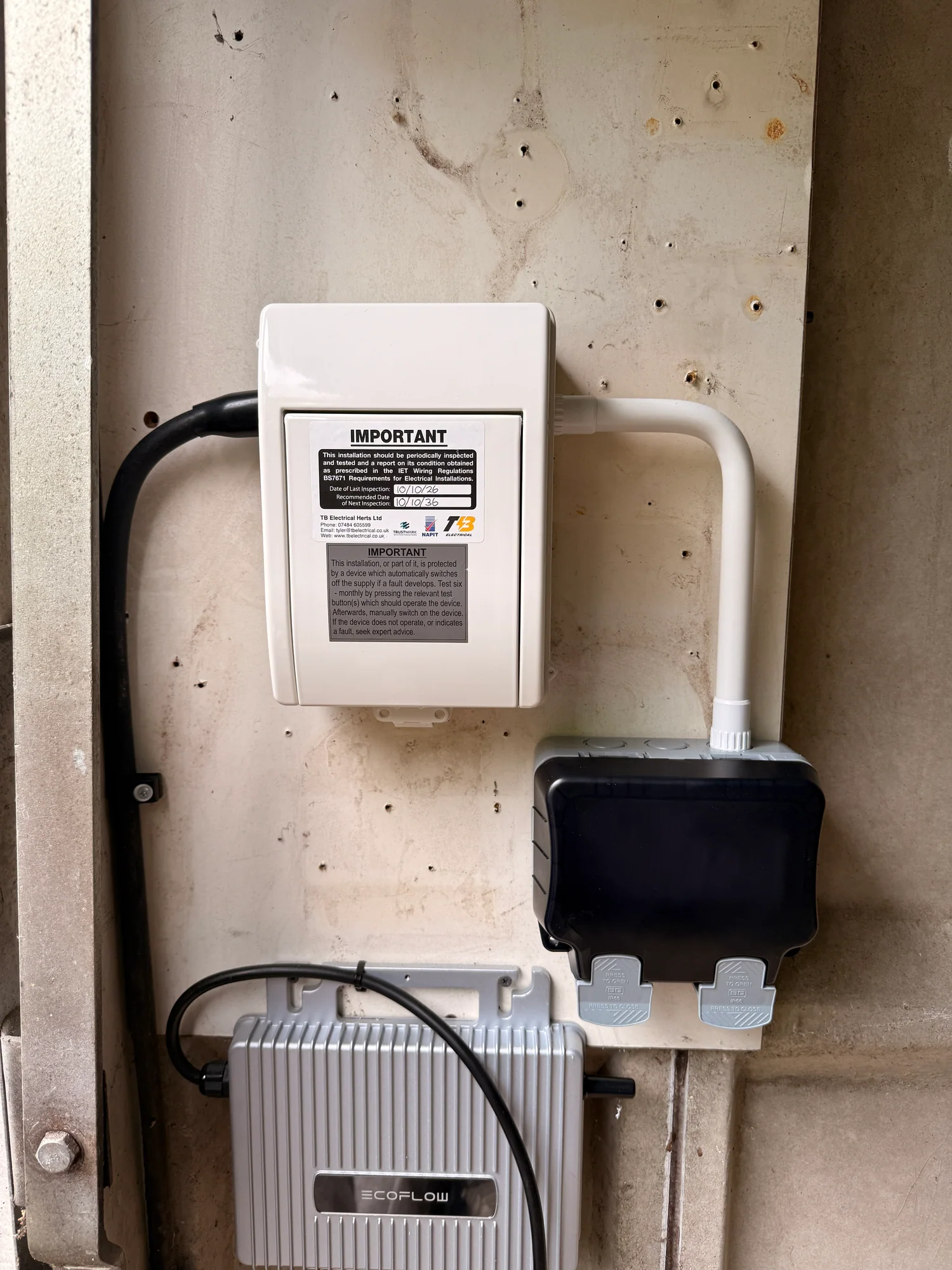 Garage consumer unit installation